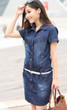 New  Female/Ladies Casual Denim Dress Plus Size Vintage Jeans Dresses Short Sleeve Blue 2017 Fashion Women Summer Spring