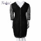 Nemidor Women Summer Elegant 3/4 Sleeve Retro Stretchy Knee Length Cocktail Bodycon Dress Casual Party Plus Size Lace Dress
