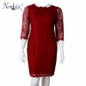 Nemidor Women Summer Elegant 3/4 Sleeve Retro Stretchy Knee Length Cocktail Bodycon Dress Casual Party Plus Size Lace Dress