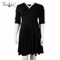 Nemidor Women 1950s Half Sleeve V-neck Retro Plus Size 8XL 9XL A-line Dress Elegant Stretchy Cocktail Knee Length Swing Dress