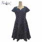 Nemidor Casual Dot Short Sleeve Elegant Party Patchwork A-line Summer Dress V-neck Plus Size 7XL 8XL 1950S Retro Swing Dress