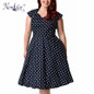 Nemidor Casual Dot Short Sleeve Elegant Party Patchwork A-line Summer Dress V-neck Plus Size 7XL 8XL 1950S Retro Swing Dress