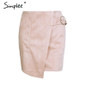 Simplee suede leather pencil skirt High waist lining skirt womens Zipper bodycon sexy short mini asymmetrical skirt summer