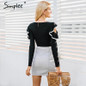 Simplee Ruffle round neck knitted sweater women Pull knit casual winter sweater female jumper 2017 autumn elegant pullover femme