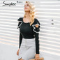 Simplee Ruffle round neck knitted sweater women Pull knit casual winter sweater female jumper 2017 autumn elegant pullover femme