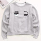 Kawaii Clothes Eyebrow Ring hoodie Embroidery Sweatshirt Women polerones Winter 2018 harajuku Loose Female Cute Hoodies C12