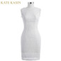 Kate Kasin White Short Cocktail Dresses knee length Lace Prom Dresses 2017 Sexy Slim Bodycon Robe de Cocktail Party Dress 1058