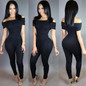 Elegant Women Rompers Jumpsuit 2016 Summer Short Sleeve Sexy Black Bodysuit Bodycon Jumpsuits Club Wear Overalls For Women