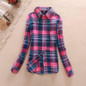 2018 New Red Women Flannel Plaid Shirt Autumn Winter Casual Cotton Long Sleeve Fashion Office Blouses Shirts Female Clothing