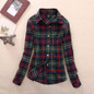 2018 New Red Women Flannel Plaid Shirt Autumn Winter Casual Cotton Long Sleeve Fashion Office Blouses Shirts Female Clothing