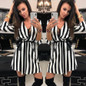 2018 New Fashion Sexy Women V-Neck Striped dress Summer Black White Striped Beach Casual Loose dresses vestidos Plus Size