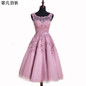 In Stock Dust Pink Beaded Lace Appliques Short Prom Dresses 2018 vestido de festa Medium Length Party gala dress Evening Dress