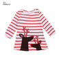 Pudcoco Fashion Baby Girls Clothes Christmas Xmas Cute Dresses Kids Girls Children's Striped Long Sleeve O-neck Dress