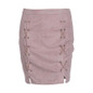 Autumn Lace Up Faux Leather Suede Pencil Skirt Winter 2017 Cross High Waist Skirt Zipper Split Bodycon Short Skirts Women