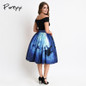 Pureyiyi Skirts for Women Blue Christmas Skirt High Waist Skirts 2017 Summer Vintage Ball Gown Winter Skort