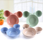 Pure Natural Healthy Wheat Straw Mickey Children Plate Baby Feeding Bowl Dinner Tray Food containers Cartoon Tableware Set