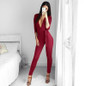 Suede Bodycon Bandage Jumpsuit Women Deep V Neck Long Sleeve Autumn Winter Rompers Overalls Sexy Slim Club Party Jumpsuits