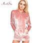 ArtSu Autumn Winter 2017 Women Velvet Hoodies Sweatshirt Casual Hoodie Long Sleeve Pocket Harajuku Oversized Hoody Top ASHO30015