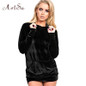 ArtSu Autumn Winter 2017 Women Velvet Hoodies Sweatshirt Casual Hoodie Long Sleeve Pocket Harajuku Oversized Hoody Top ASHO30015
