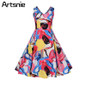 Artsnie Floral Print Vintage Summer Dress Women 2018 Tunic Sleeveless 50s Belt Rockabilly Elegant Party Dresses Vestidos Robe