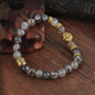 Gold Buddha Leo Lion Head Charm Bracelet Black Lava Stone Beads Bracelets For Women Men Jewelry Pulseras Hombre
