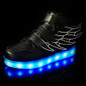 7 Colors Light Kids USB Charging LED Luminous Shoes, Fashion Soft Leather Boys&amp;Girls Glowing Sneakers With Wings