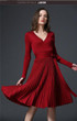2017 Autumn Winter European Women Dress New Sexy Silm Long Sleeve V-Neck Party dresses Fashion Solid Dropped Pleated Dress women
