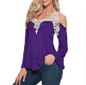5XL Blouse Women V Neck Lace Crochet Shirts Plus Size Female Casual Shirts 2018 Long Sleeve Blusas Off Shoulder Top Shirts LX053