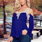 5XL Blouse Women V Neck Lace Crochet Shirts Plus Size Female Casual Shirts 2018 Long Sleeve Blusas Off Shoulder Top Shirts LX053