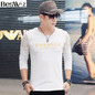 Beswlz Men Tops T-Shirts Long Sleeve O Neck Spring Autumn Letter Pattern Print Cotton Slim Men T Shirts Casual Tops Tees 5811
