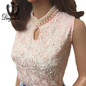 Dingaozlz Summer Vest Tops Fashion Women clothing Sleeveless Chiffon shirt Elegant Beaded lace blouse Blusas Femininas