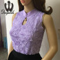 Dingaozlz Summer Vest Tops Fashion Women clothing Sleeveless Chiffon shirt Elegant Beaded lace blouse Blusas Femininas