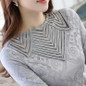 Dingaozlz Lace shirt female 2017 Autumn Blusa Women lace Tops long-sleeved Patchwork Mesh Sexy Slim Hollow out Chiffon blouse