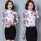 Dingaozlz Autumn Blusa Women Brand shirt Slim Plus size Pirnted shirt long-sleeved Female lace Tops Women lace blouse