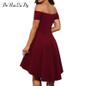 DeRuiLaDy Women Summer Dress 2017 Womens Sexy Off Shoulder Party Dresses Elegant Red Blue Black Casual Vintage Dress Vestidos