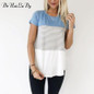 DeRuiLaDy Women 2018 New Summer Fashion T-shirt O-Neck Short Sleeve Striped T shirts Female Casual Tops Tees