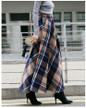 2017 Autumn Winter Women's Wool Woolen Skirt High Waist Female Long Red Plaid Skirt England A-line Ankle-length Woolen Skirts