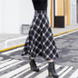 2017 Autumn Winter Plus Size A Line Midi Woolen Plaid Skirts Faldas Mujer Women High Waist Long Maxi Tutu Pleated Skirt Saias