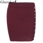 Glamaker Sexy side split knitted skirts women Soft casual a-line women skirt Female spring summer short skirt bottom streetwear