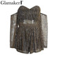 Glamaker Sexy off shoulder elegant jumpsuit romper Summer casual party club jumpsuit women Shiny playsuit overalls for women