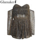 Glamaker Sexy off shoulder elegant jumpsuit romper Summer casual party club jumpsuit women Shiny playsuit overalls for women