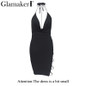 Glamaker Hot drilling chain sexy women dress Side split deep v neck 2018 summer dress vestidos Backless club party dress