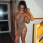 Glamaker Hot drilling chain sexy women dress Side split deep v neck 2018 summer dress vestidos Backless club party dress