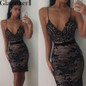 Glamaker Elegant mesh sequin dress 2017 sexy v neck backless party bodycon sundress Women slim club short summer dress vestidos