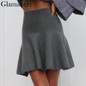 Glamaker Draped knitted short skirts women Spring pleated mini skirt Elegant high waist red skirt female 2017