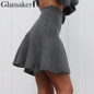 Glamaker Draped knitted short skirts women Spring pleated mini skirt Elegant high waist female a-line streetwear summer skirt