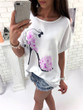 2018 Summer Women Tops T-Shirts Floral Print Short Sleeve O-Neck Ladies Tops Tees Fashion Casual Loose Large Size Female T-Shirt