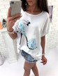 2018 Summer Women Tops T-Shirts Floral Print Short Sleeve O-Neck Ladies Tops Tees Fashion Casual Loose Large Size Female T-Shirt