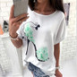 2018 Summer Women Tops T-Shirts Floral Print Short Sleeve O-Neck Ladies Tops Tees Fashion Casual Loose Large Size Female T-Shirt