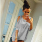 2018 Summer Women T-Shirt O-Neck Solid Color Off Shoulder Sexy Long Womens Top Tees Loose Casual T Shirt Plus Size